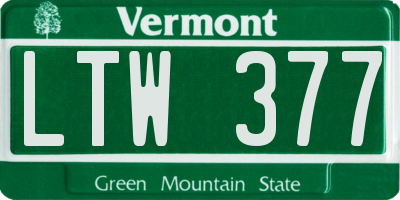 VT license plate LTW377