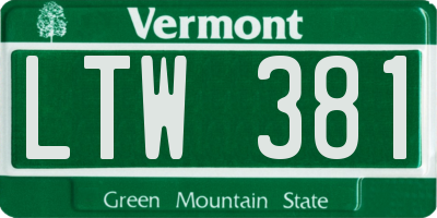 VT license plate LTW381