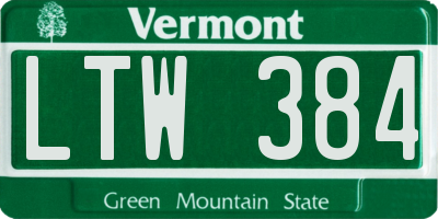 VT license plate LTW384