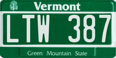 VT license plate LTW387