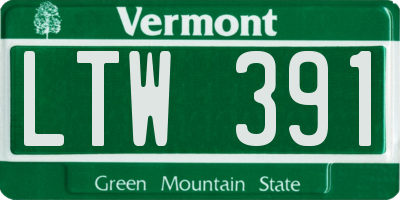 VT license plate LTW391