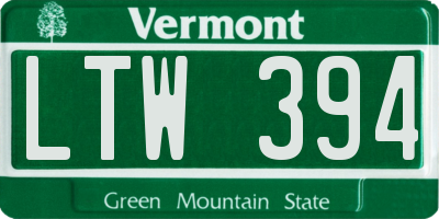 VT license plate LTW394