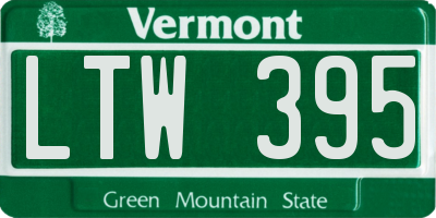 VT license plate LTW395