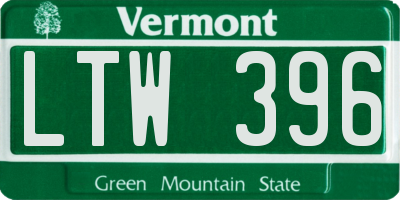 VT license plate LTW396