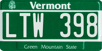 VT license plate LTW398