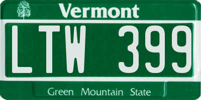 VT license plate LTW399