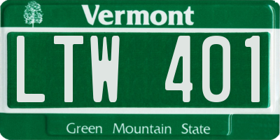 VT license plate LTW401