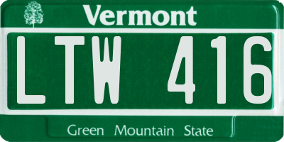 VT license plate LTW416