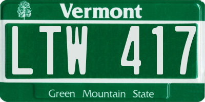 VT license plate LTW417