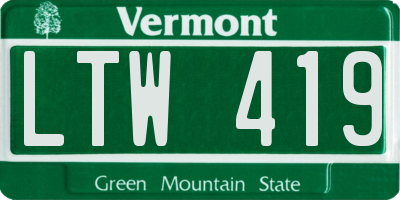 VT license plate LTW419