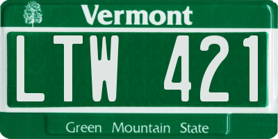 VT license plate LTW421