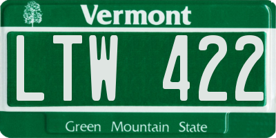 VT license plate LTW422