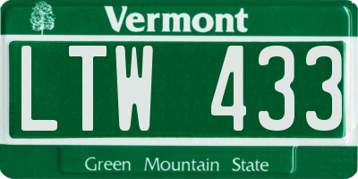 VT license plate LTW433