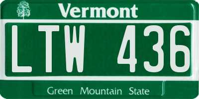 VT license plate LTW436