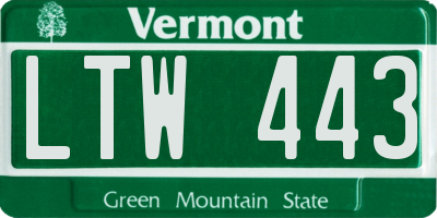 VT license plate LTW443