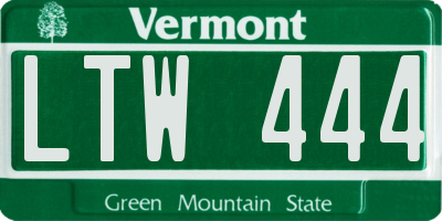 VT license plate LTW444