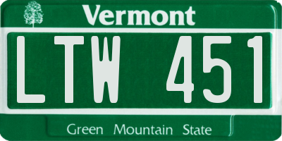 VT license plate LTW451