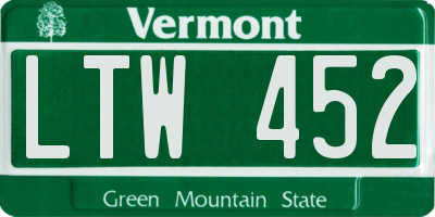 VT license plate LTW452