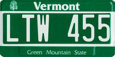 VT license plate LTW455