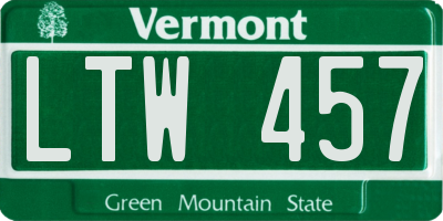 VT license plate LTW457
