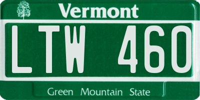 VT license plate LTW460