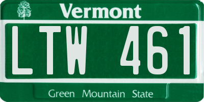 VT license plate LTW461
