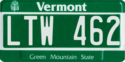 VT license plate LTW462