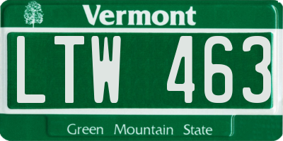 VT license plate LTW463