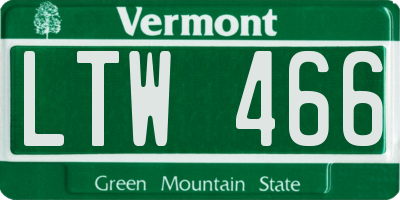 VT license plate LTW466