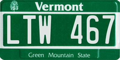 VT license plate LTW467