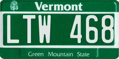 VT license plate LTW468