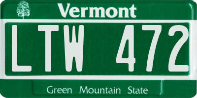 VT license plate LTW472