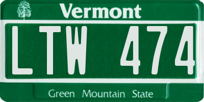 VT license plate LTW474