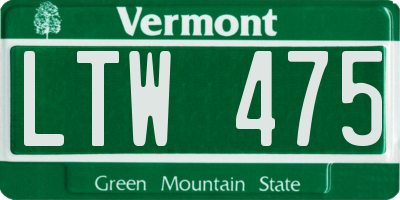VT license plate LTW475