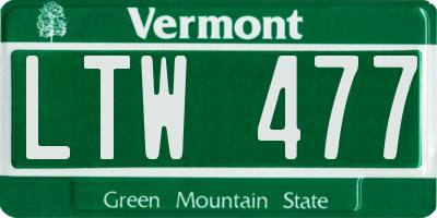 VT license plate LTW477