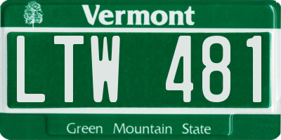 VT license plate LTW481
