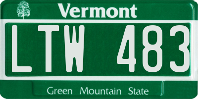 VT license plate LTW483
