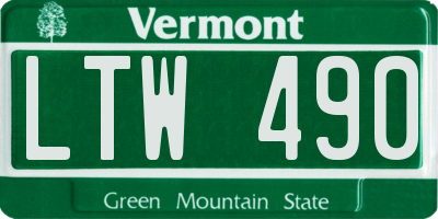 VT license plate LTW490