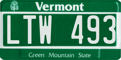 VT license plate LTW493