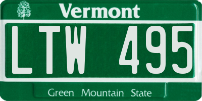 VT license plate LTW495