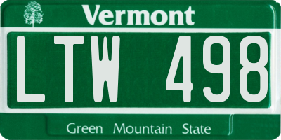 VT license plate LTW498