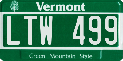 VT license plate LTW499