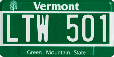 VT license plate LTW501