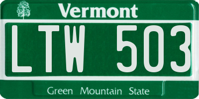 VT license plate LTW503