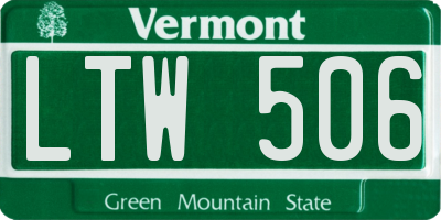 VT license plate LTW506