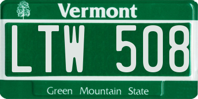 VT license plate LTW508