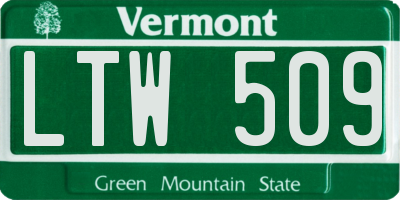 VT license plate LTW509