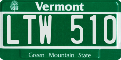 VT license plate LTW510