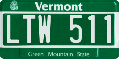 VT license plate LTW511