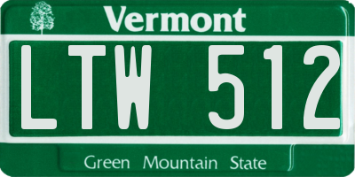 VT license plate LTW512